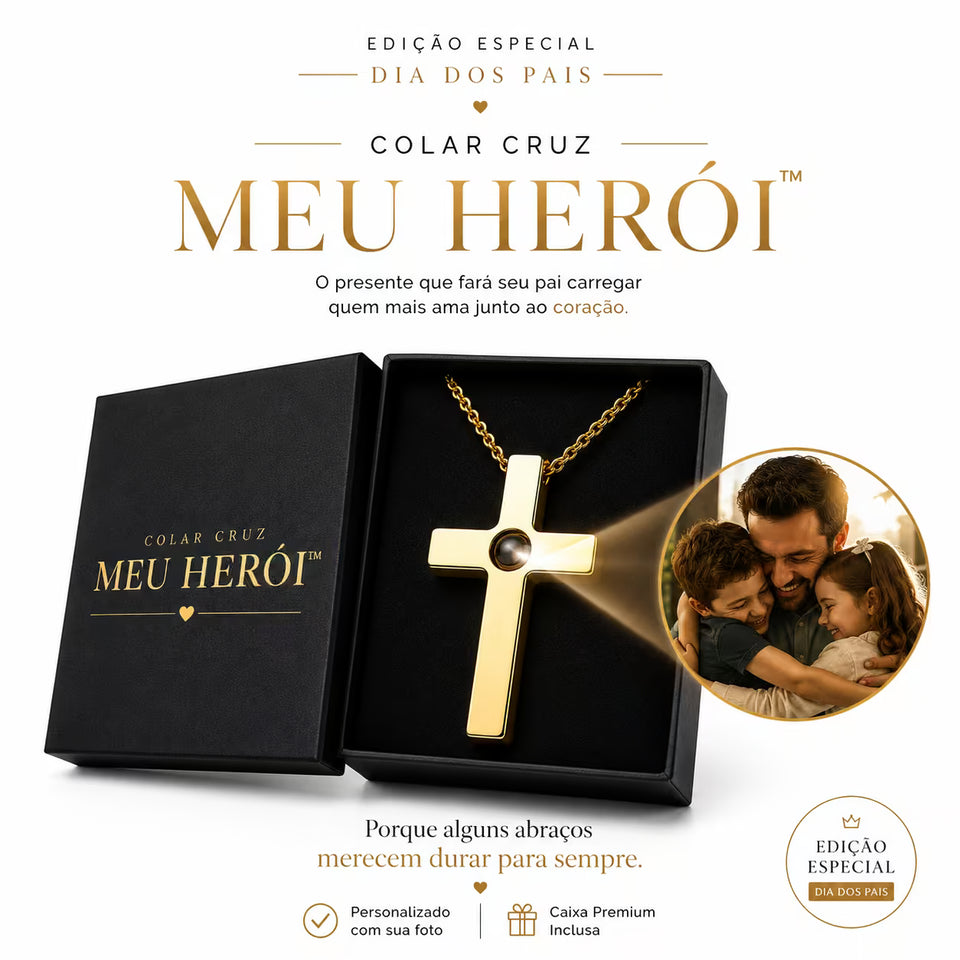 Colar Cruz Meu Herói™ - O Presente Perfeito para o Dia dos Pais