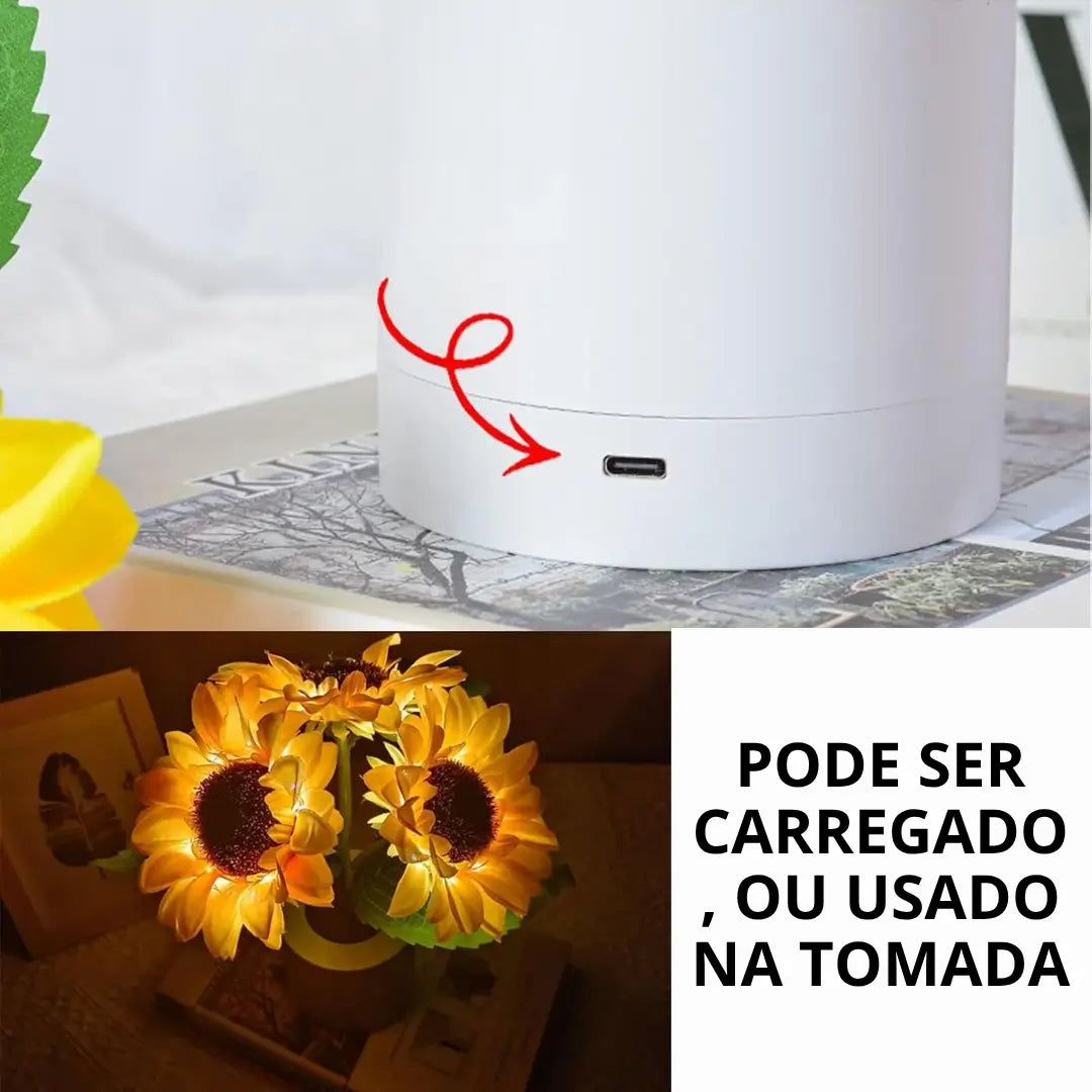 Luminária Luna Girassol Edição Luxo - + BRINDE DIFUSOR