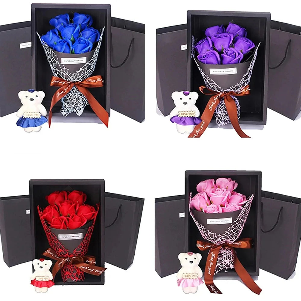 Buquê de Rosas Montado + Urso de Brinde [Acompanha a Caixa]