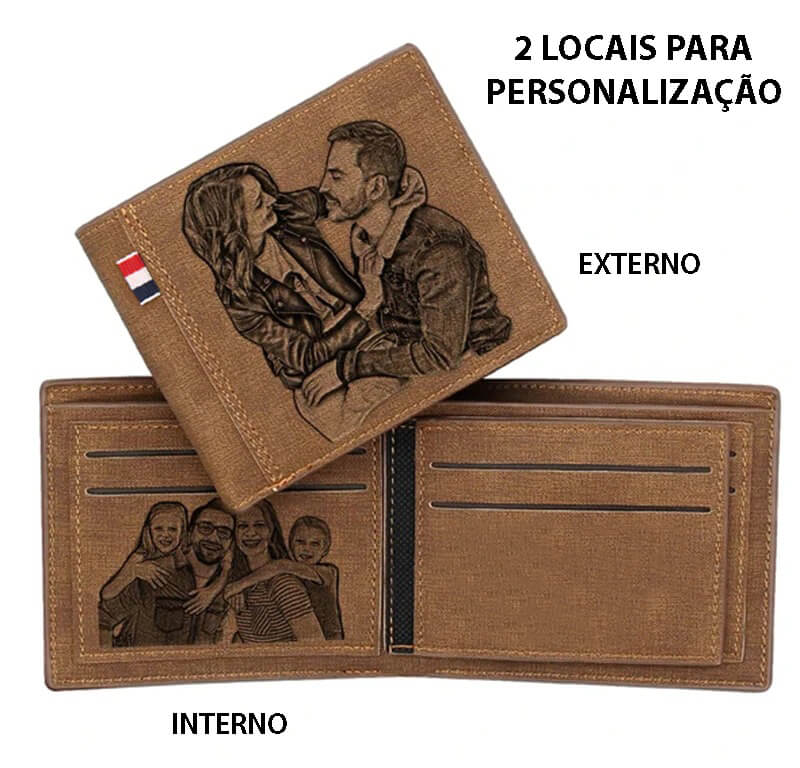 Carteira de Couro Personalizada Com Sua Foto - OFERTA DIA DOS PAIS