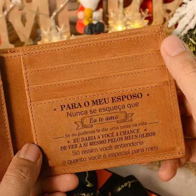 Carteira Couro Legítimo - Presente inesquecível com Mensagem! + Frete Grátis HOJE