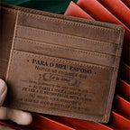 Carteira Couro Legítimo - Presente inesquecível com Mensagem! + Frete Grátis HOJE