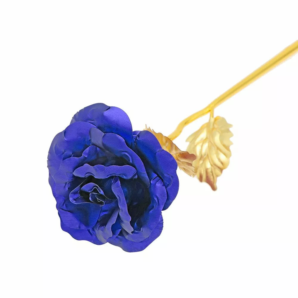 Rosa Banhada a Ouro + Caixa [AZUL]