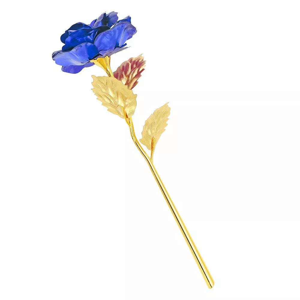 Rosa Banhada a Ouro + Caixa [AZUL]