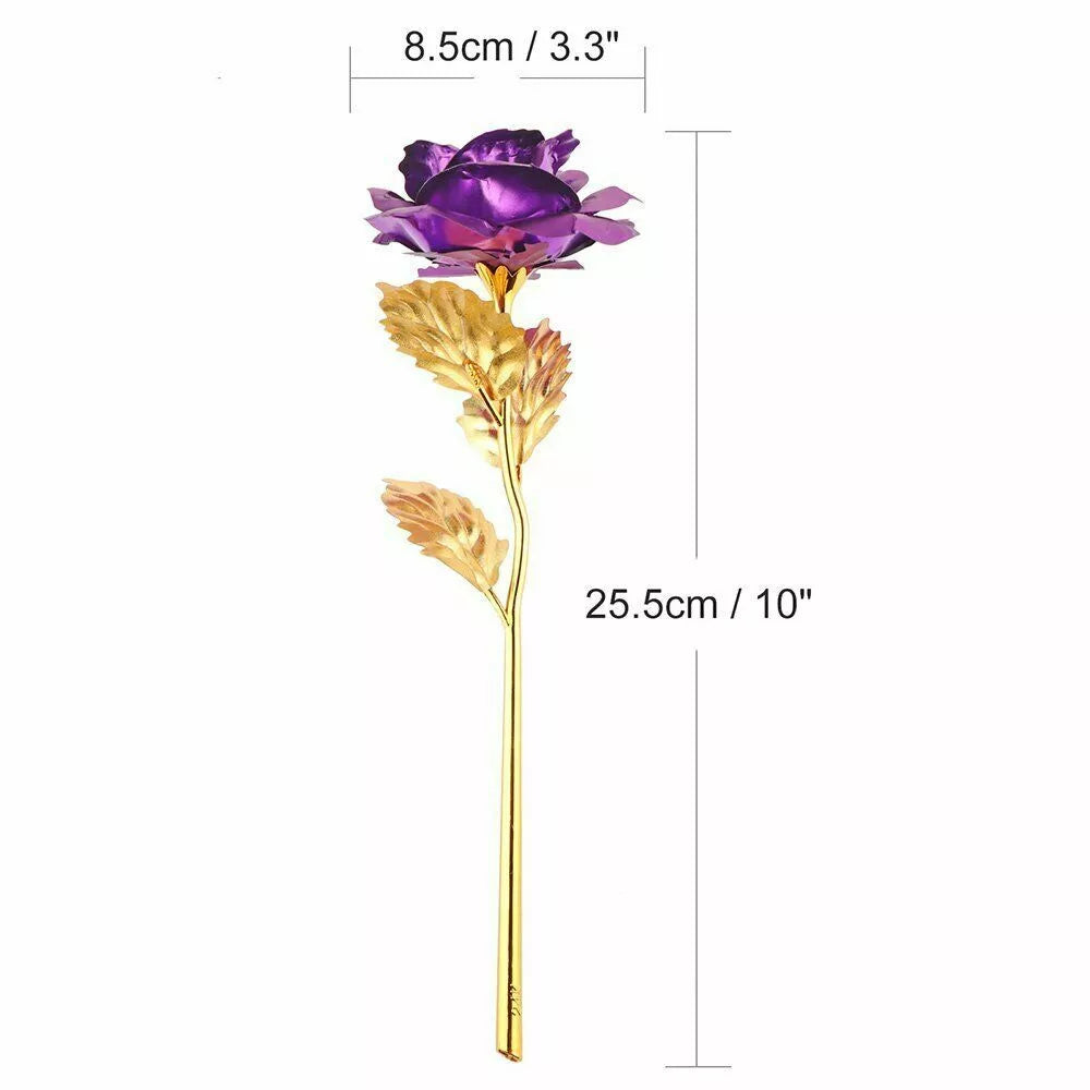 Rosa Banhada a Ouro + Caixa [Roxo]