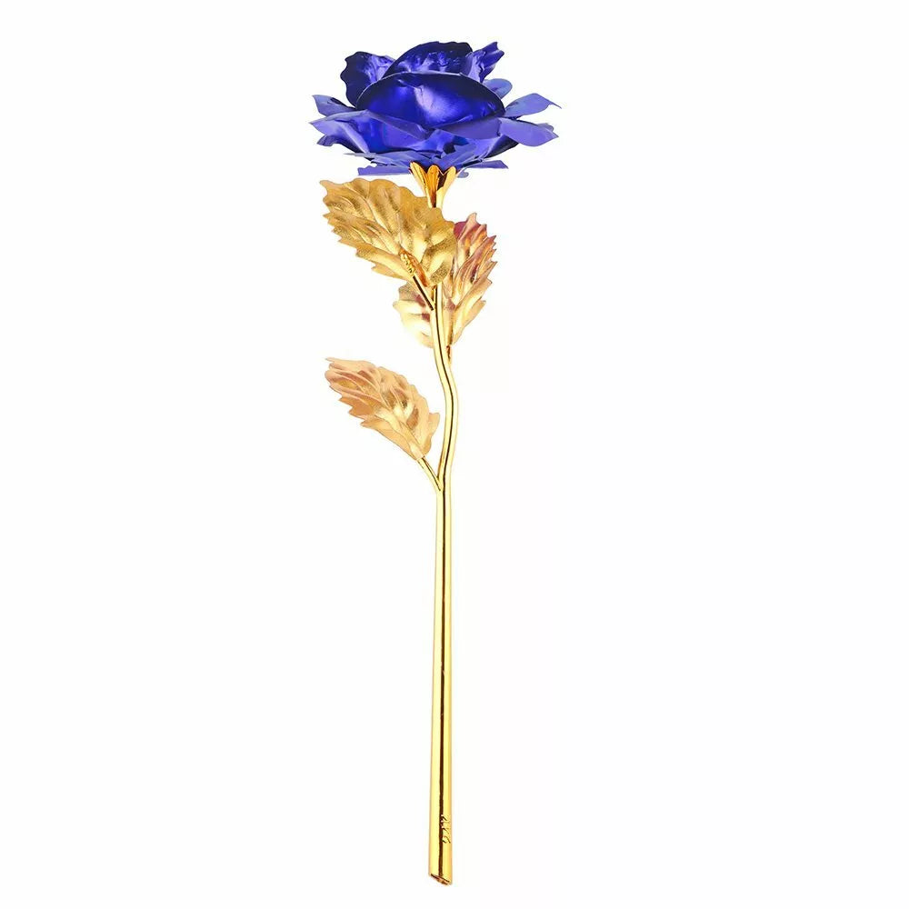 Rosa Banhada a Ouro + Caixa [AZUL]