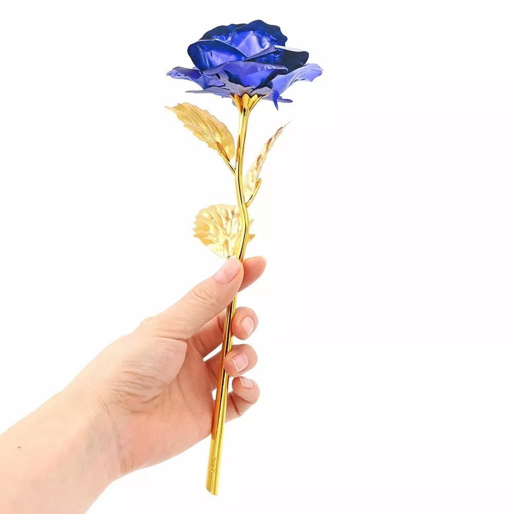 Rosa Banhada a Ouro + Caixa [AZUL]