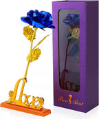 Rosa Banhada a Ouro + Caixa [AZUL]