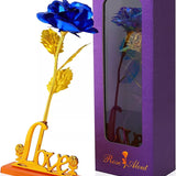 Rosa Banhada a Ouro + Caixa [AZUL]
