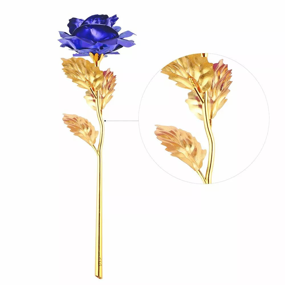 Rosa Banhada a Ouro + Caixa [AZUL]