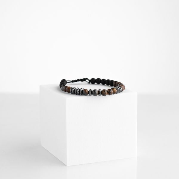 Pulseira de olho de tigre “Amo-te” em código Morse