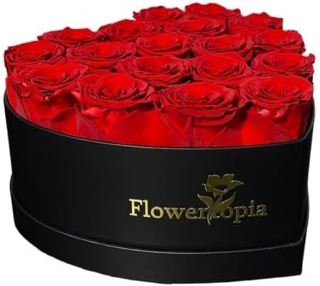 Rosas em caixa formato coração