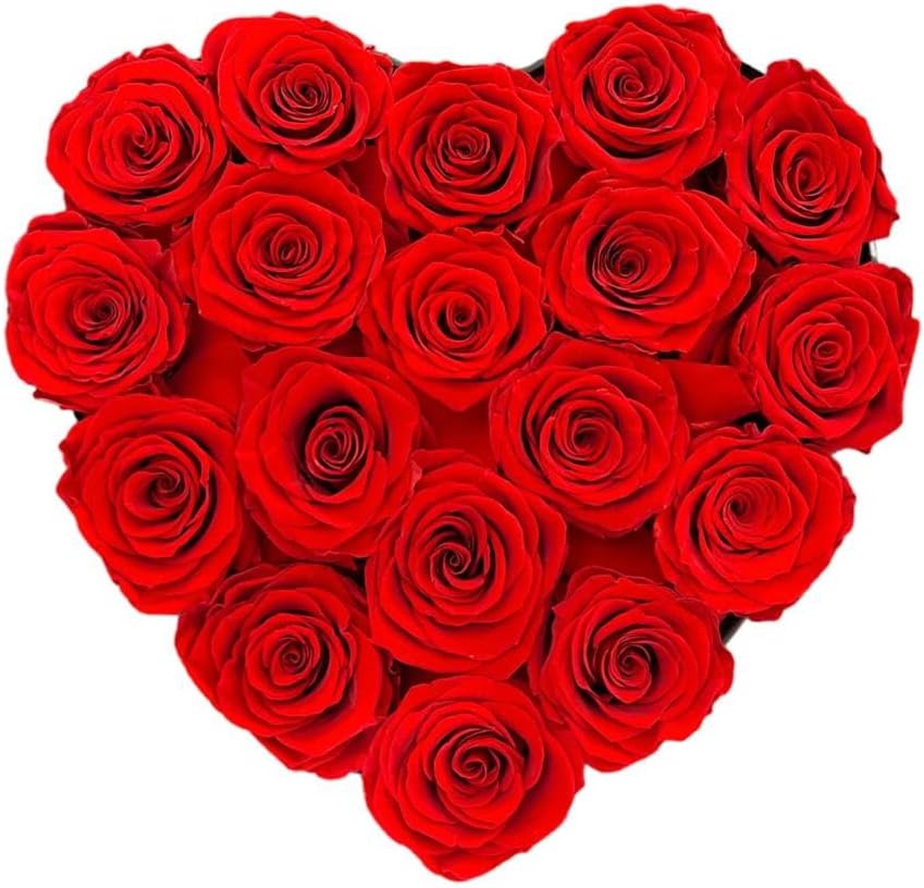 Rosas em caixa formato coração