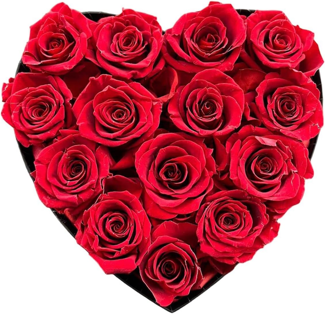Rosas em caixa formato coração