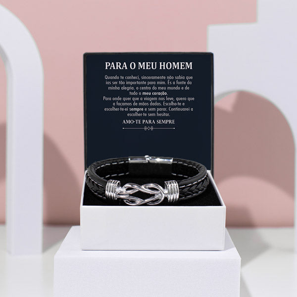 Para o meu homem – Pulseira de couro entrançado para homem