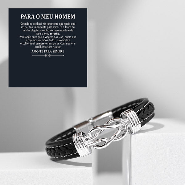 Para o meu homem – Pulseira de couro entrançado para homem