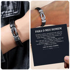 Para o meu homem – Pulseira de couro entrançado para homem