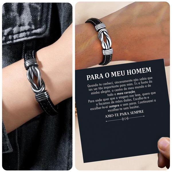 Para o meu homem – Pulseira de couro entrançado para homem