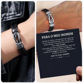 Para o meu homem – Pulseira de couro entrançado para homem