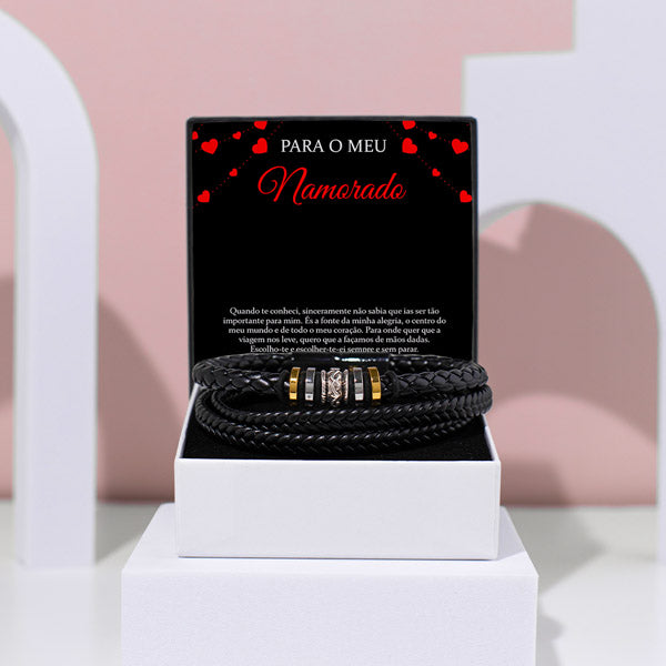 Para o Meu Namorado – PULSEIRA DE COURO MASCULINA