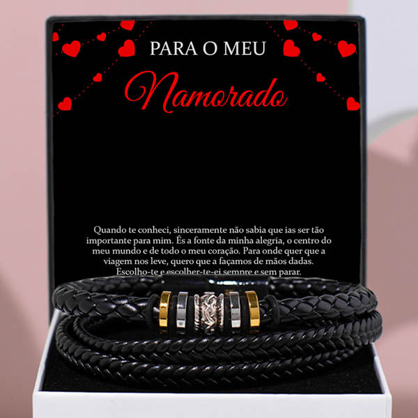 Para o Meu Namorado – PULSEIRA DE COURO MASCULINA