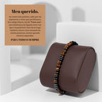 Pulseira de olho de tigre “Amo-te” em código Morse