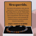 Pulseira de olho de tigre “Amo-te” em código Morse