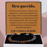 Pulseira de olho de tigre “Amo-te” em código Morse